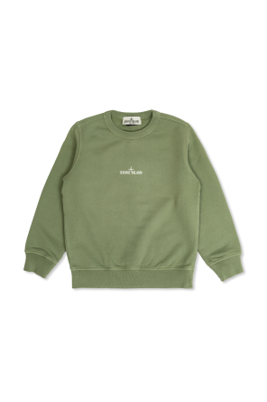 スウェット・トレーナー Stone  Green Cotton Sweatshirt With Logo STONE ISLAND Logo Patch Crewneck Sweatshirt 'Olive Green